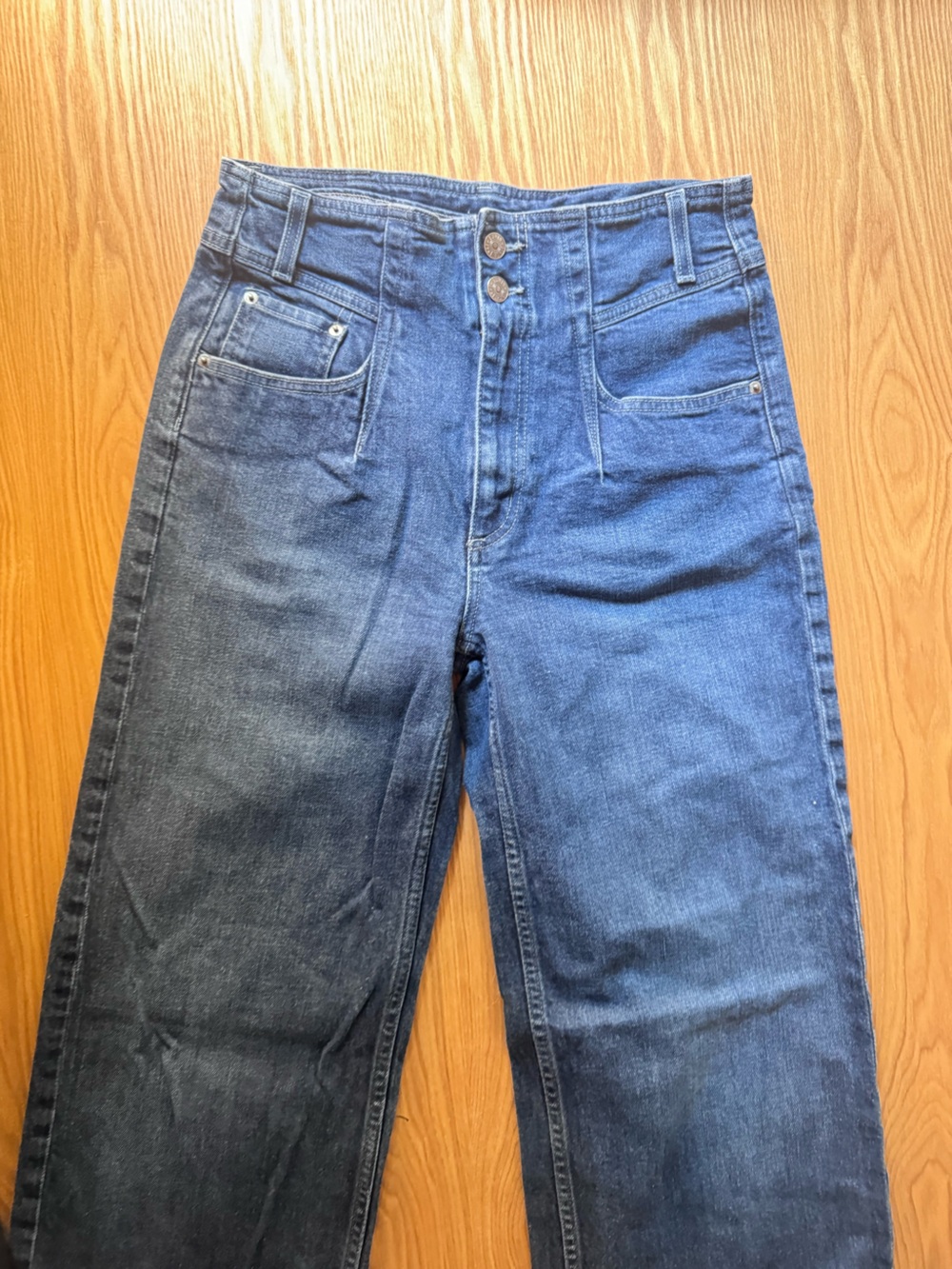 Free People High Rise Wide Leg Blue Jeans